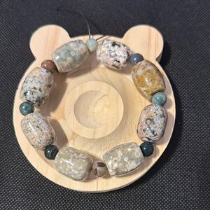 Gorgeous Ocean Jasper Round Barrel Beaded Bracelet